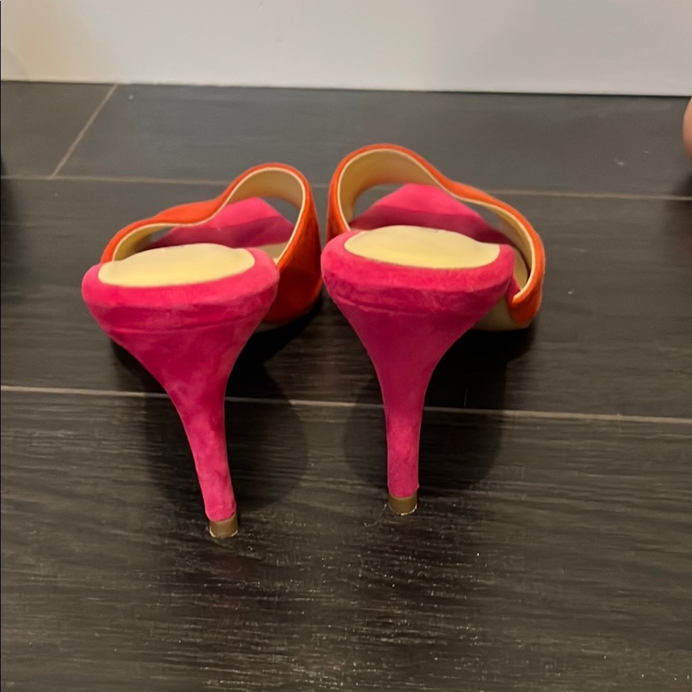 L'AGENCE Pink and Orange Mules with Color-Block Design - Picture 3 of 4